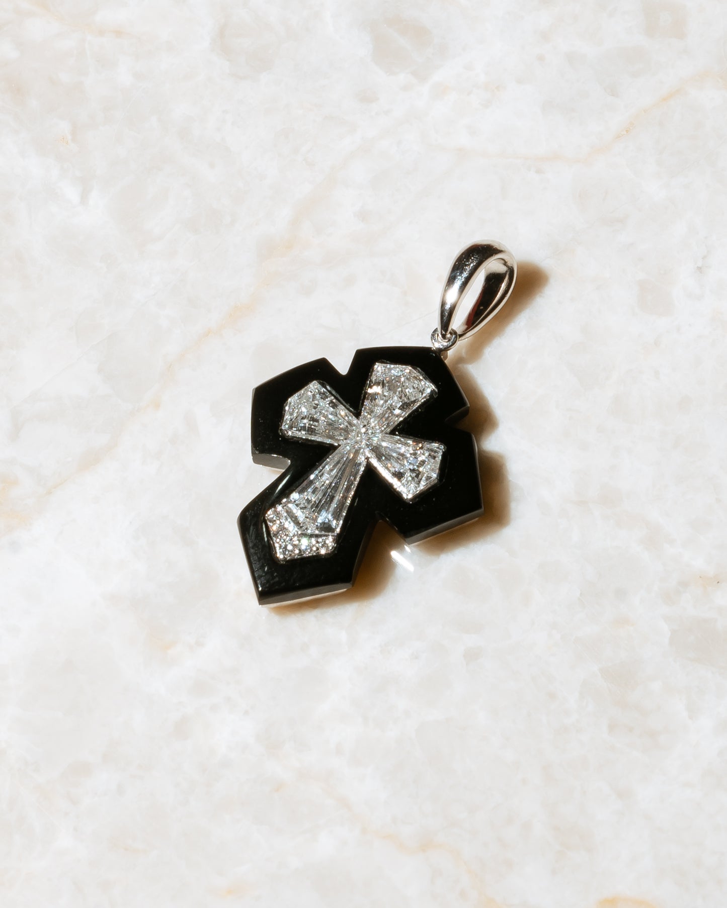 Pie Cut Diamond Cross Pendant
