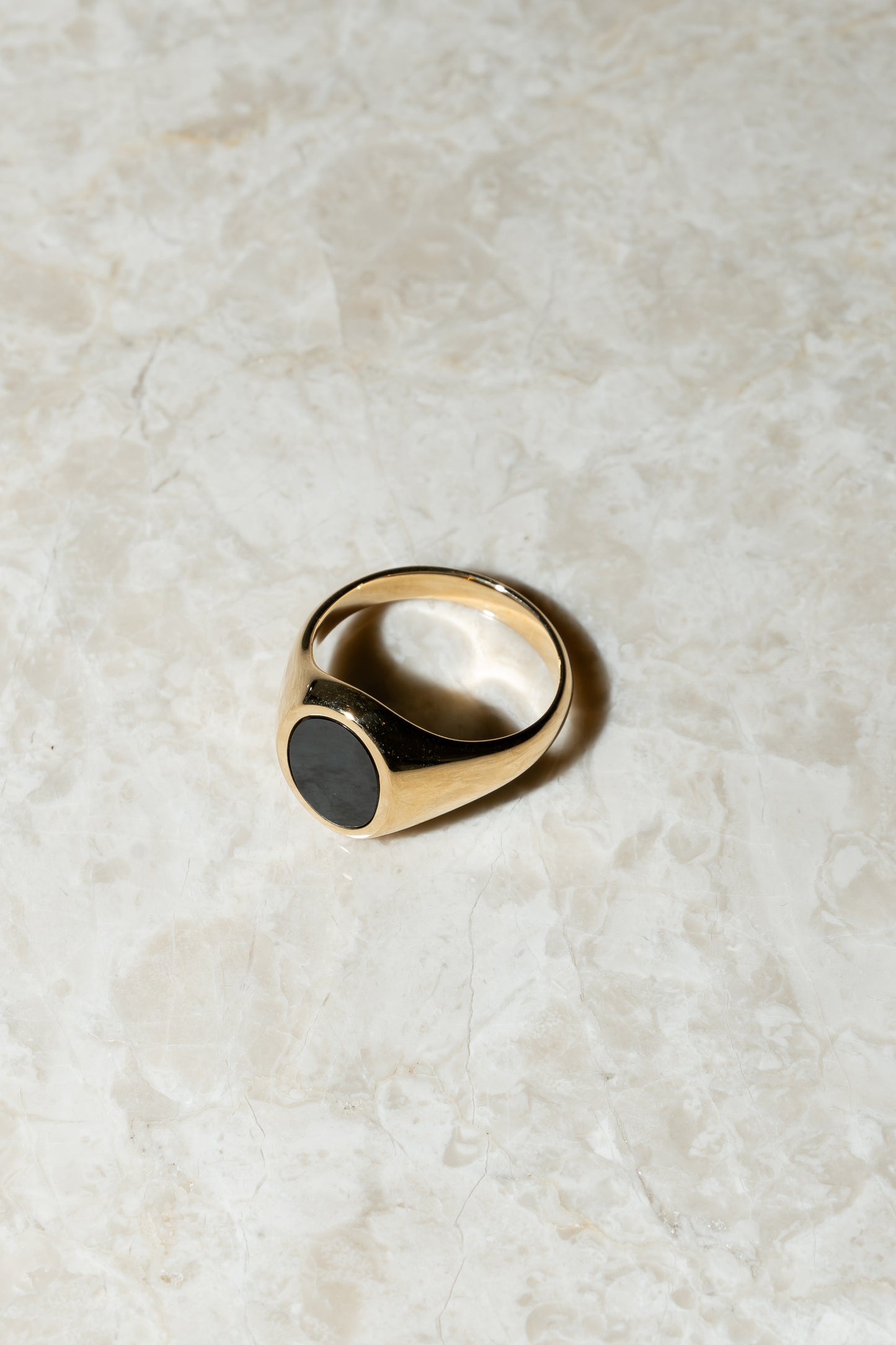 18K Gold Onyx Signet Ring