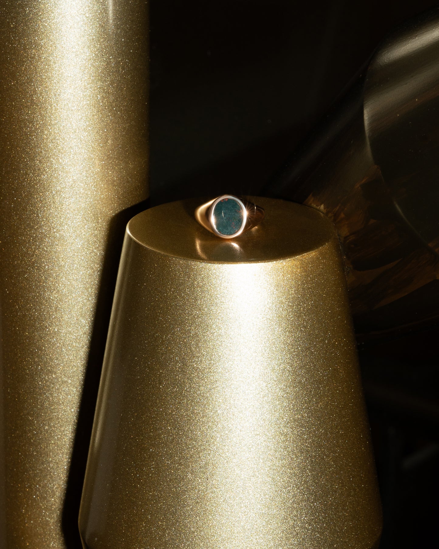 18K Gold Bloodstone Signet Ring