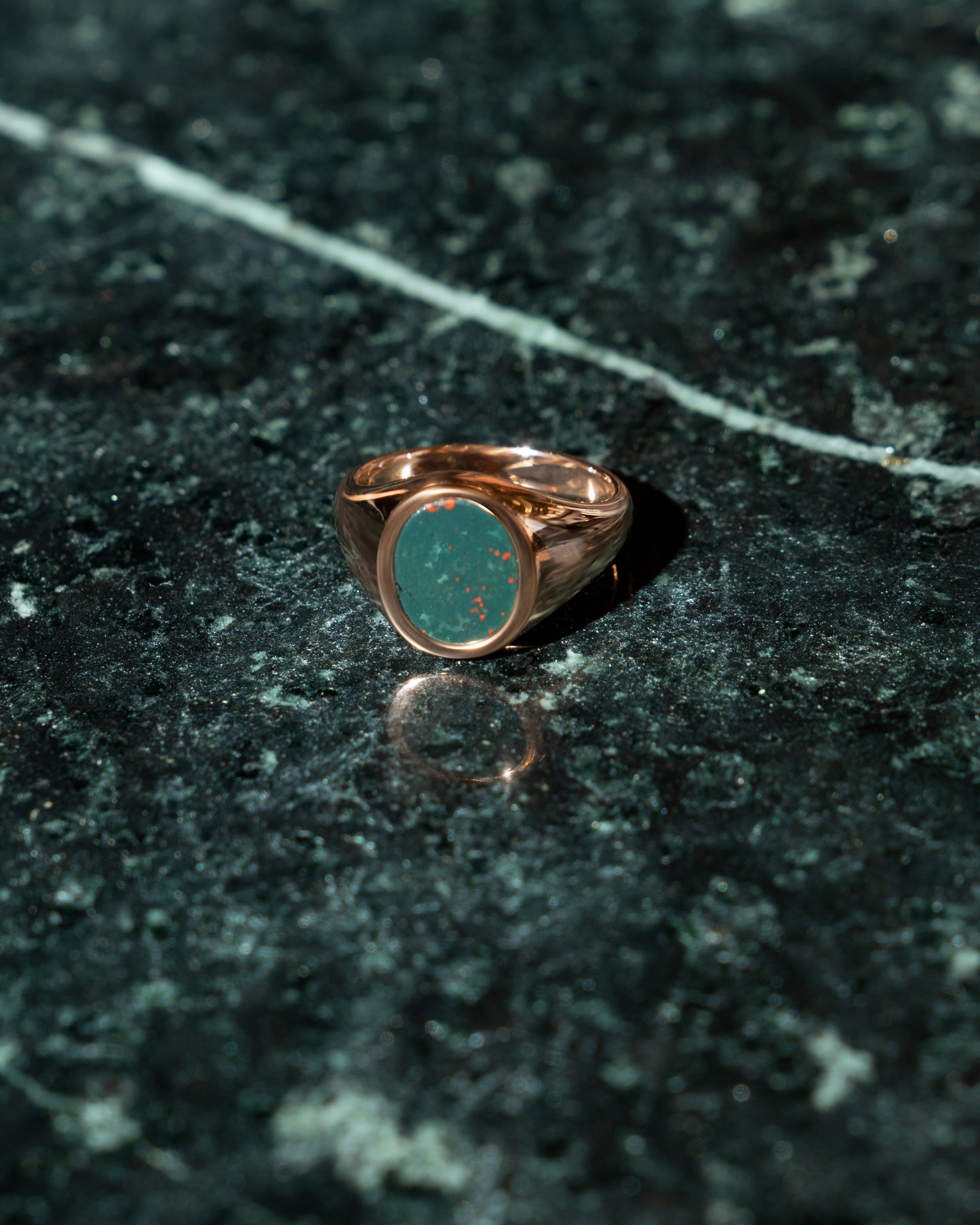 18K Gold Bloodstone Signet Ring