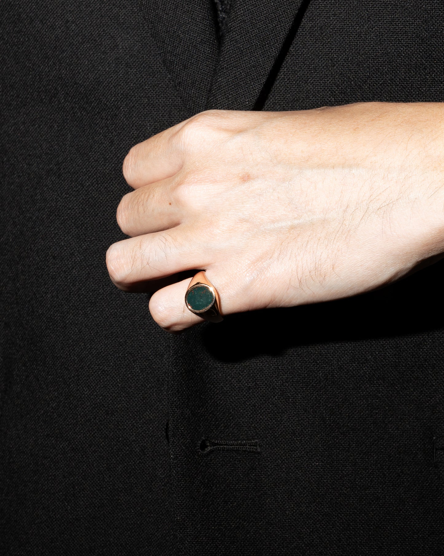 18K Gold Bloodstone Signet Ring