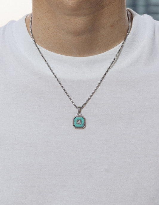 Octagon Turquoise Pendant — Mark & Metal
