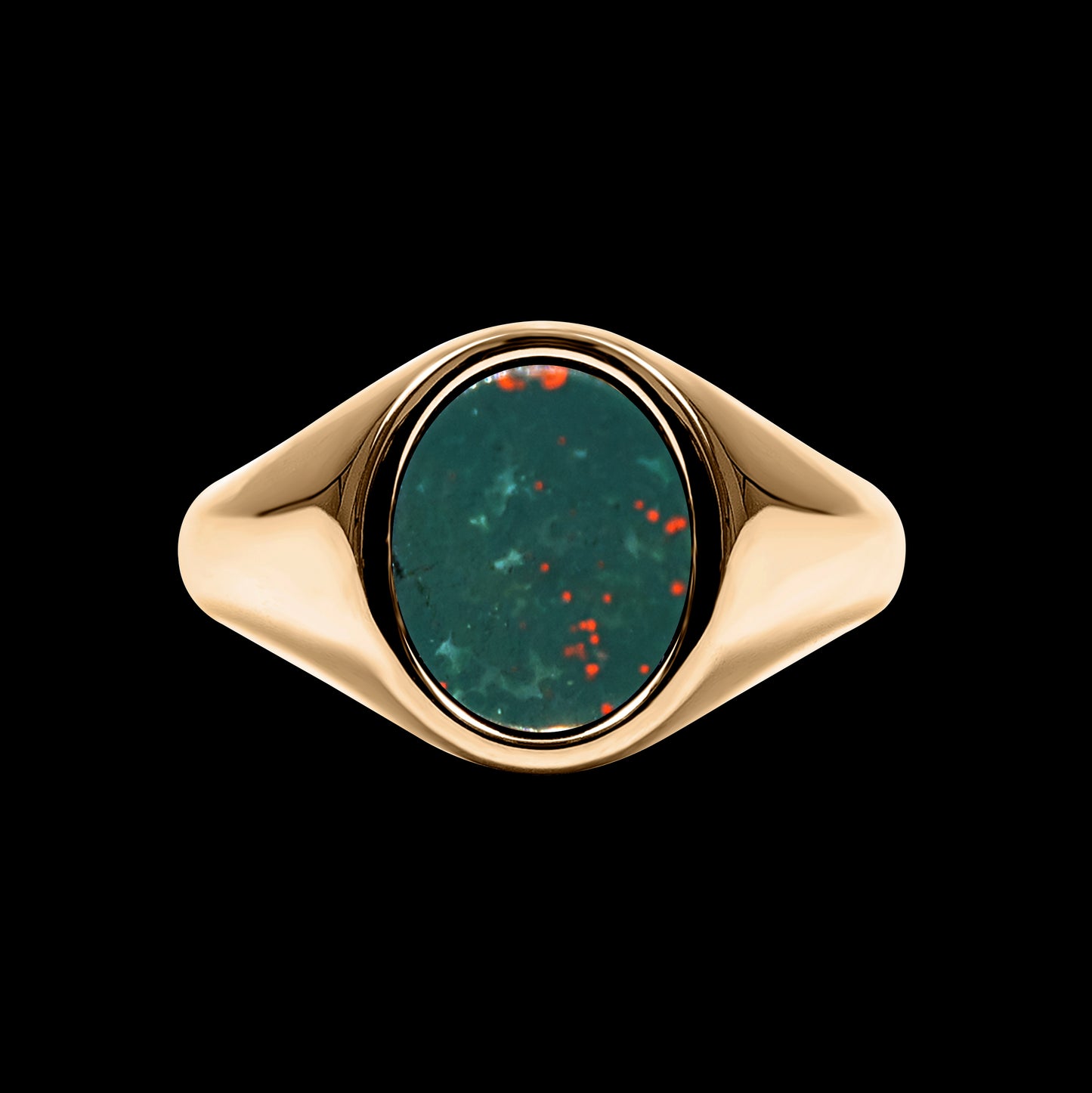 18K Gold Bloodstone Signet Ring