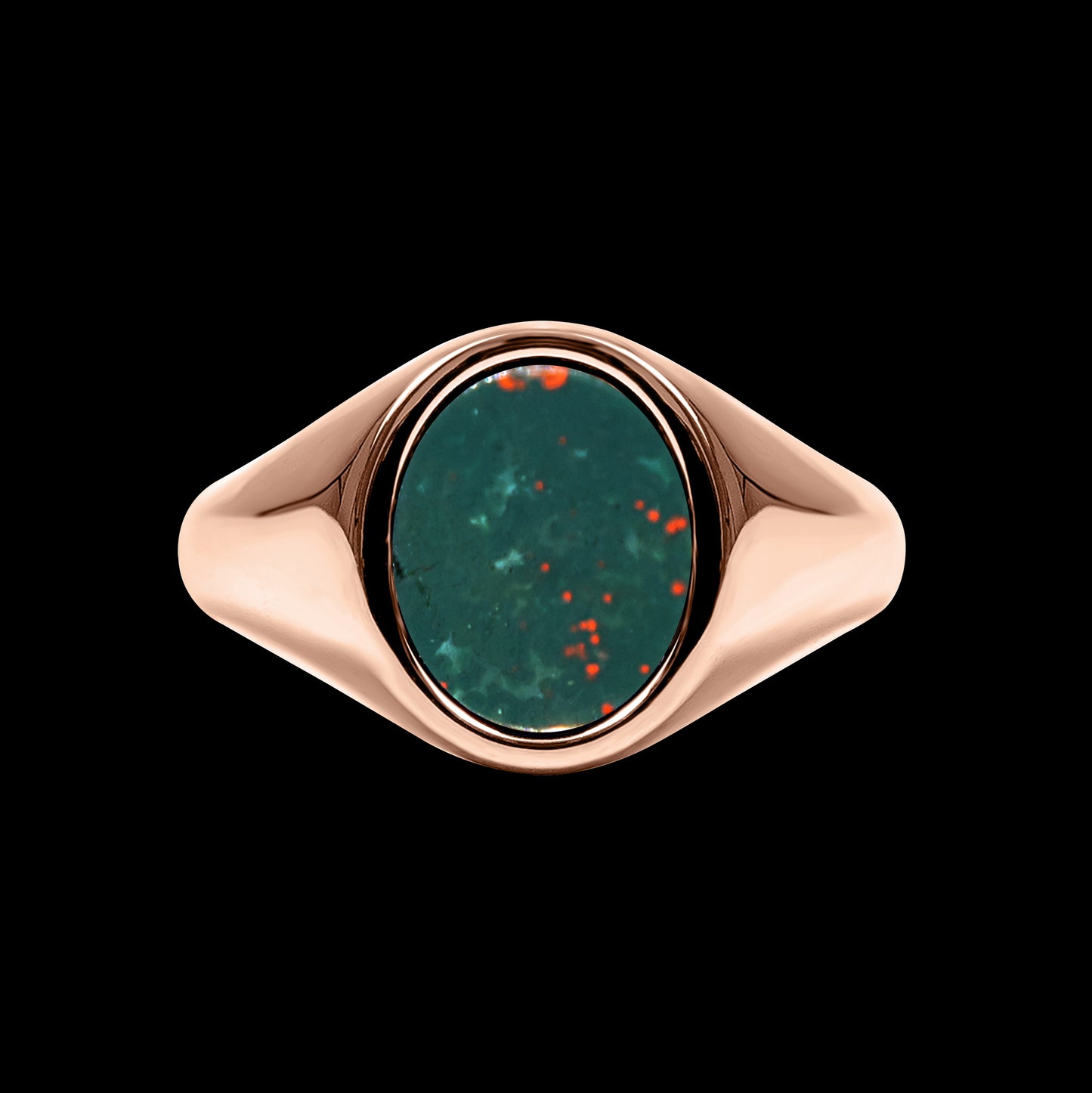 18K Gold Bloodstone Signet Ring