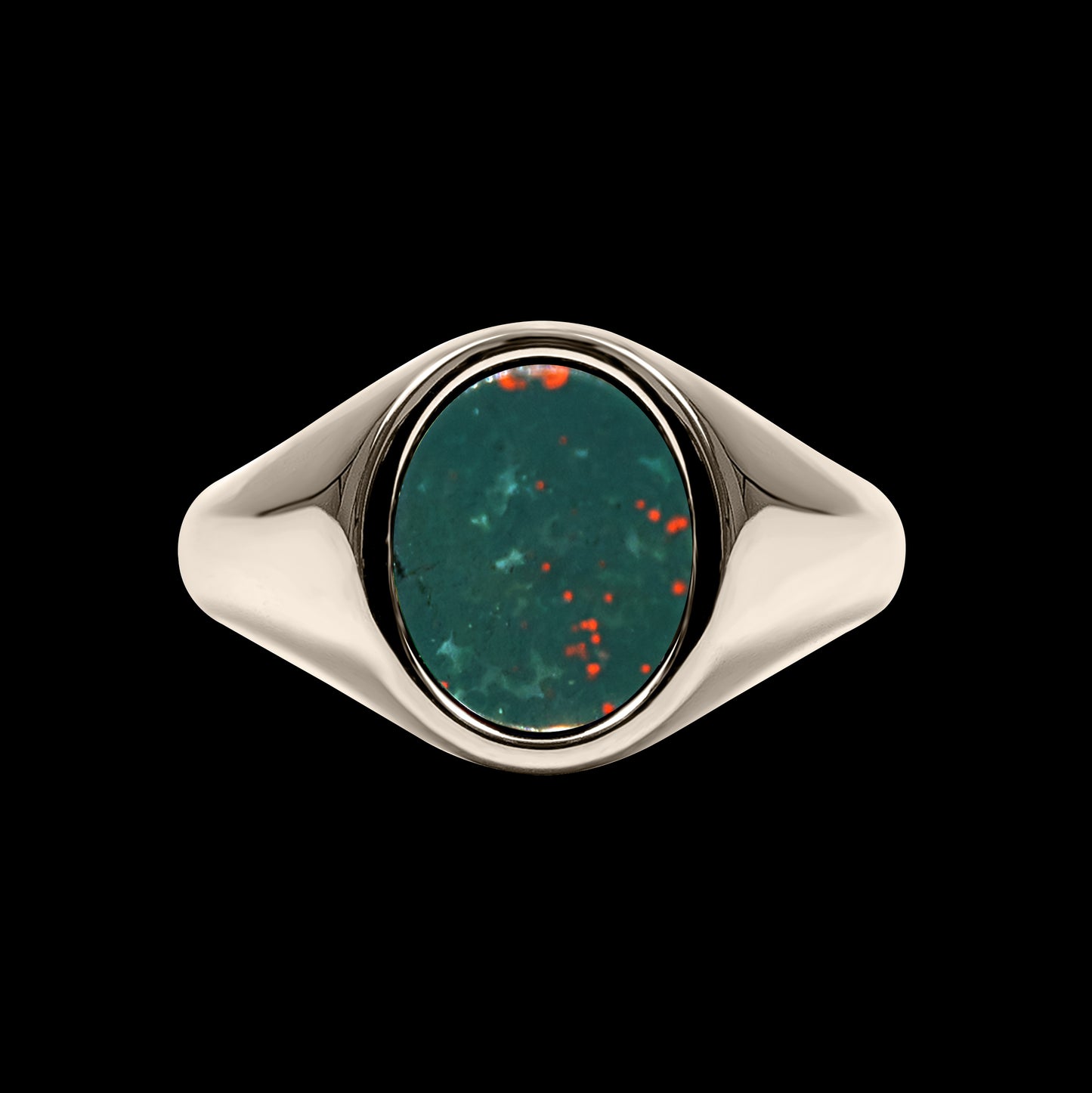 18K Gold Bloodstone Signet Ring