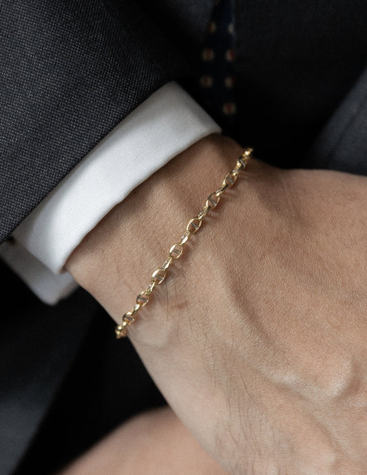 The Slim Mariner Bracelet (Two-Tone 9K Gold)