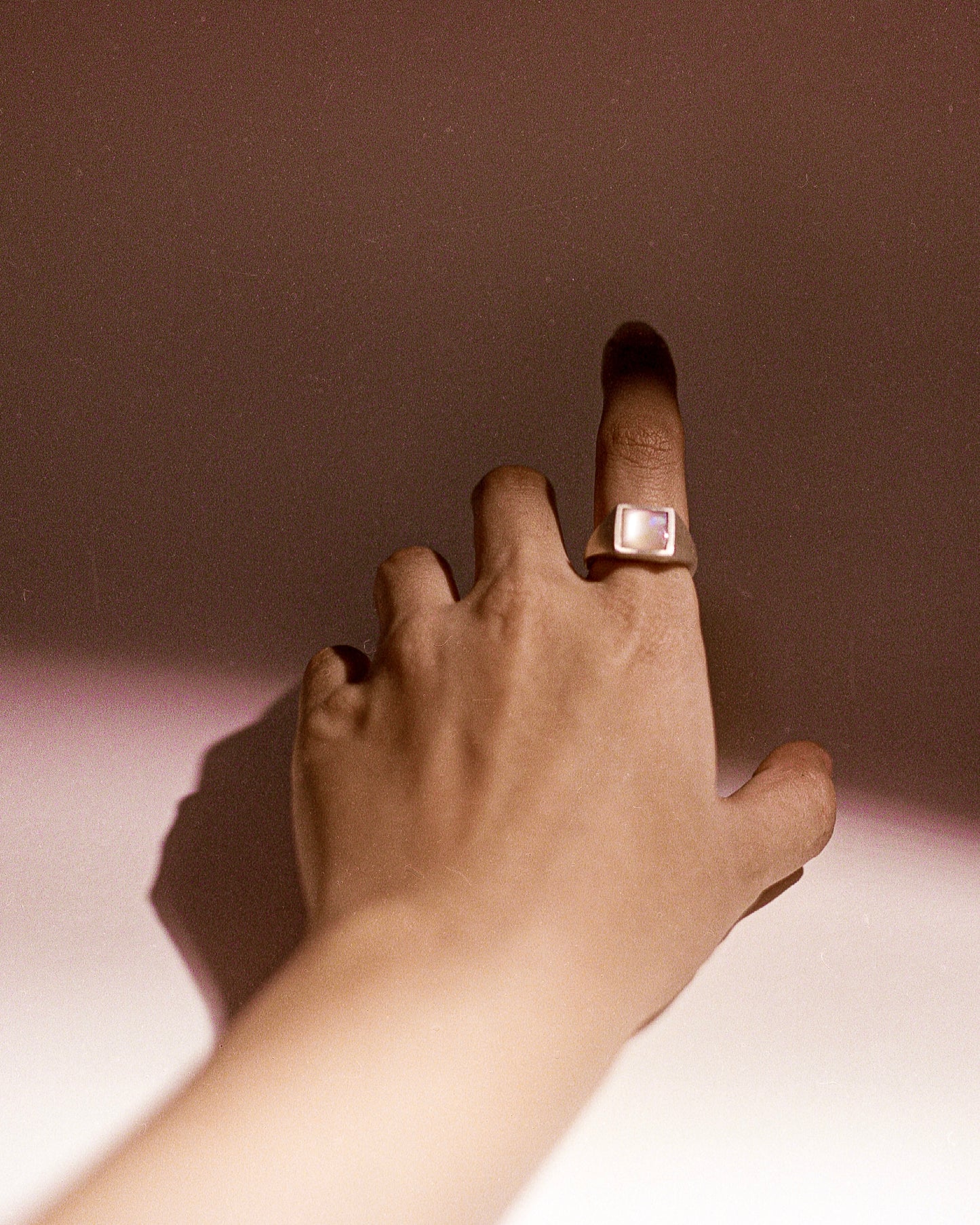 Square Mother of Pearl Signet Ring