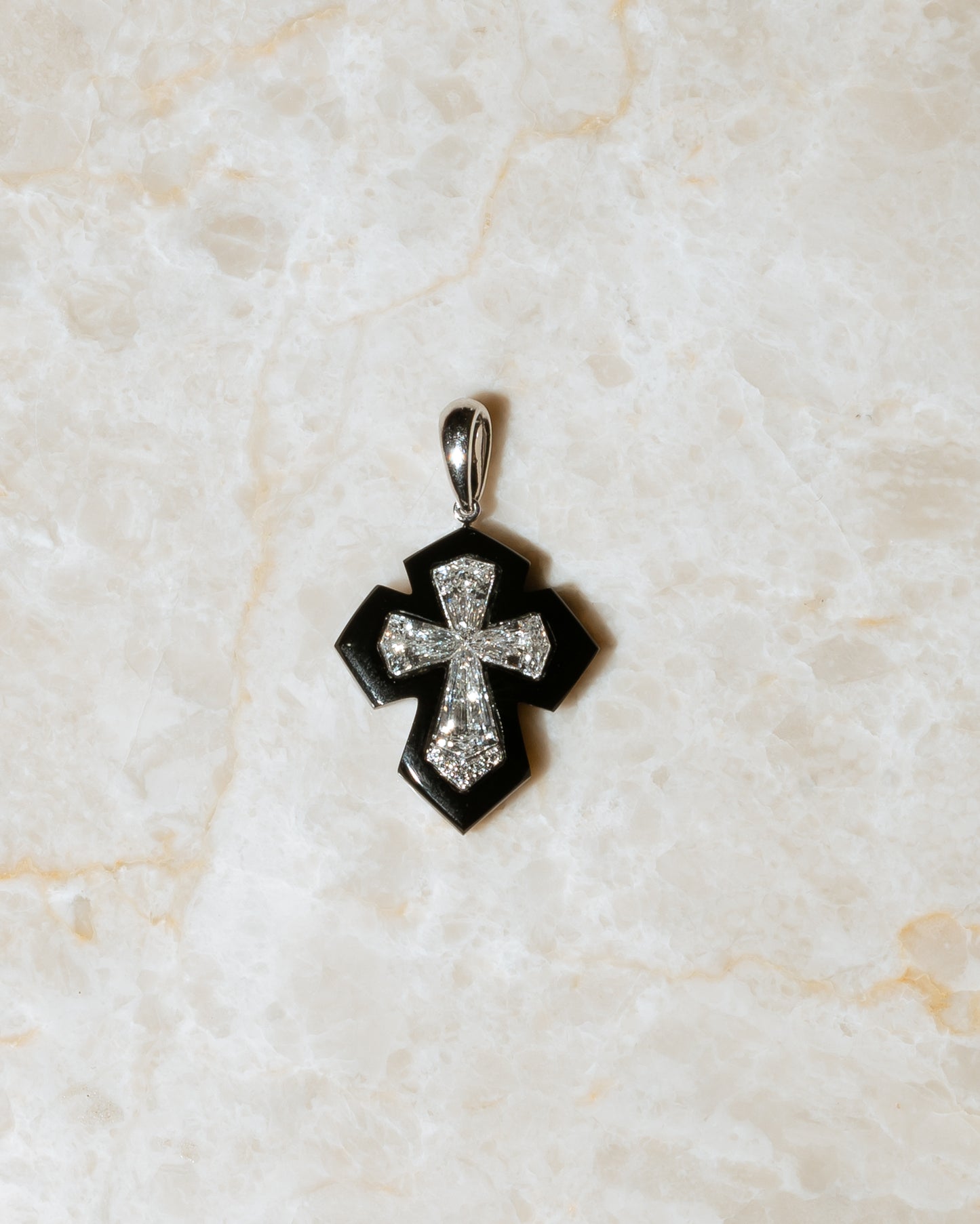 Pie Cut Diamond Cross Pendant