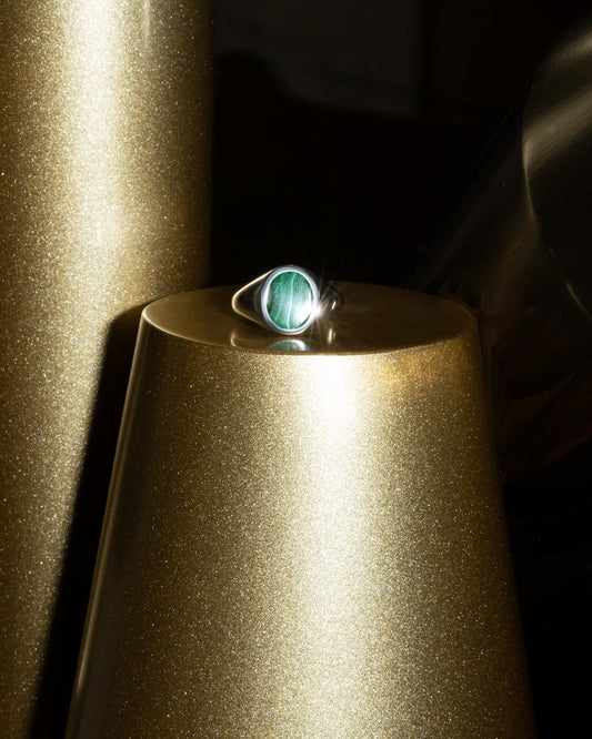 9K Gold Malachite Signet Ring