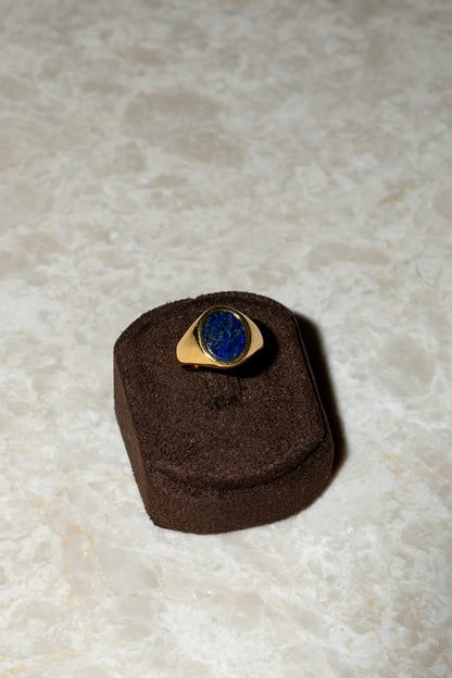 9K Gold Lapis Lazuli Signet Ring