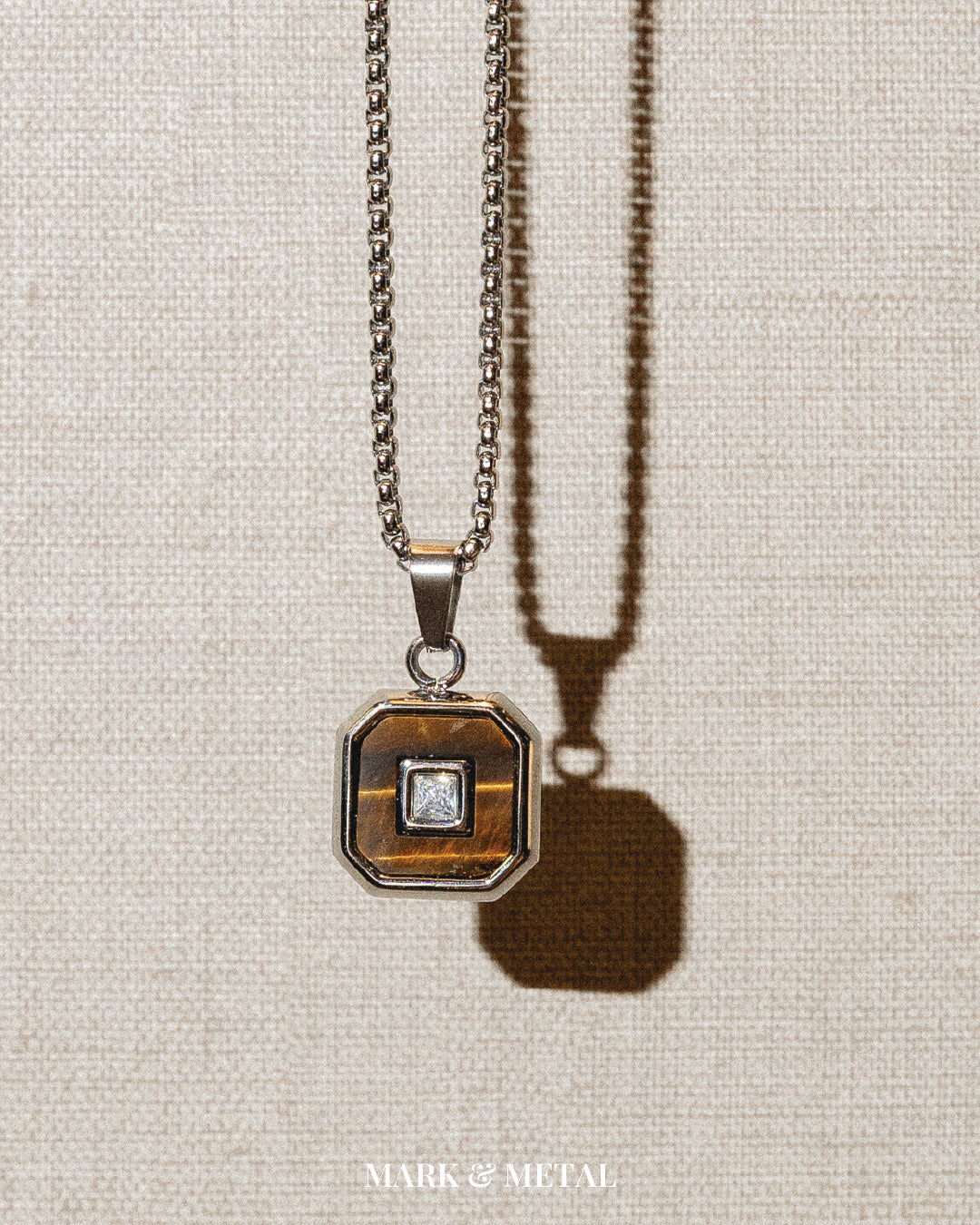Octagon Tiger's Eye Pendant — Mark & Metal