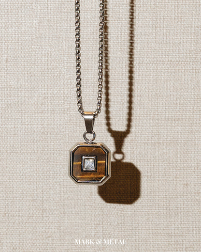 Octagon Tiger's Eye Pendant — Mark & Metal