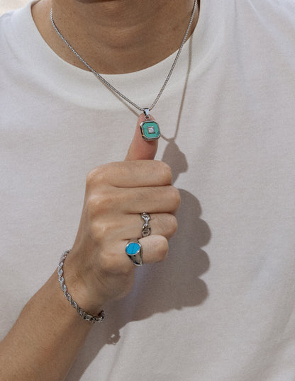 Octagon Turquoise Pendant — Mark & Metal