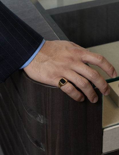 Onyx Rectangular Signet Ring