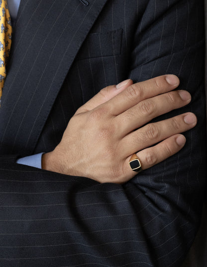 Onyx Rectangular Signet Ring