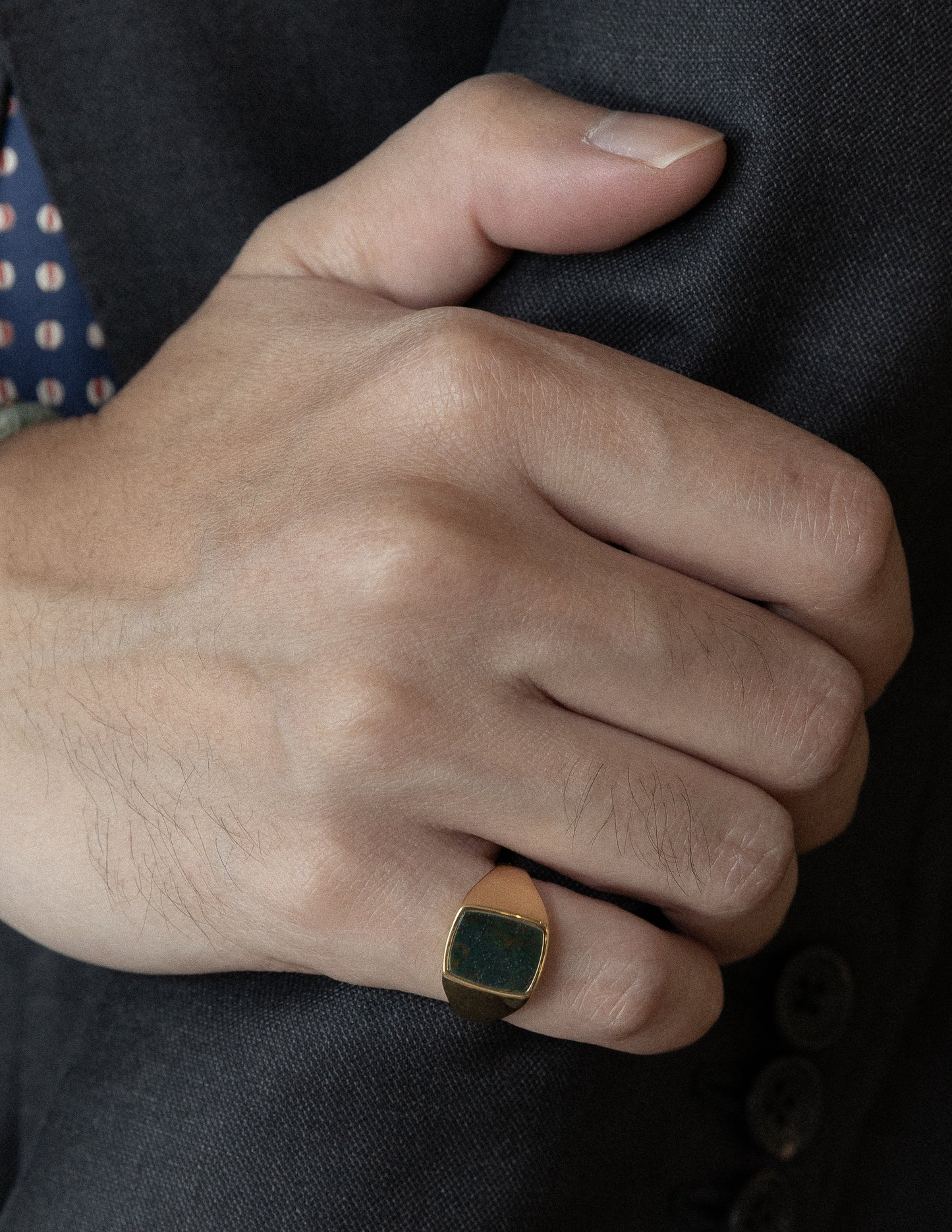 Bloodstone Rectangular Signet Ring