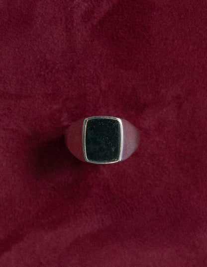 Bloodstone Rectangular Signet Ring