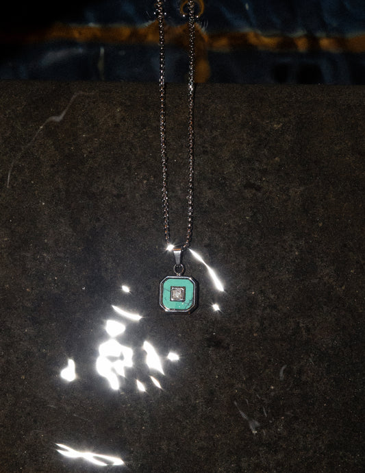Octagon Turquoise Pendant — Mark & Metal