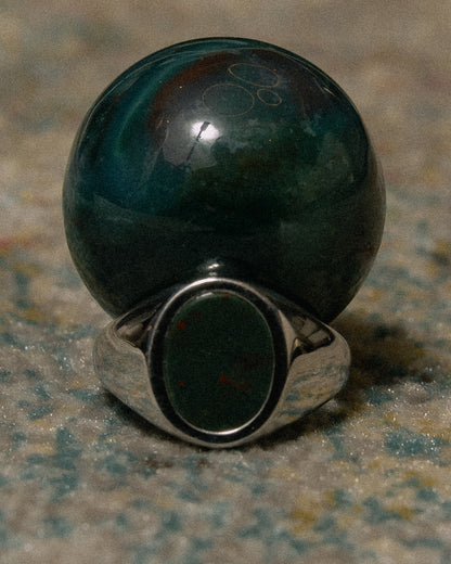 Sterling Silver Bloodstone Signet Ring