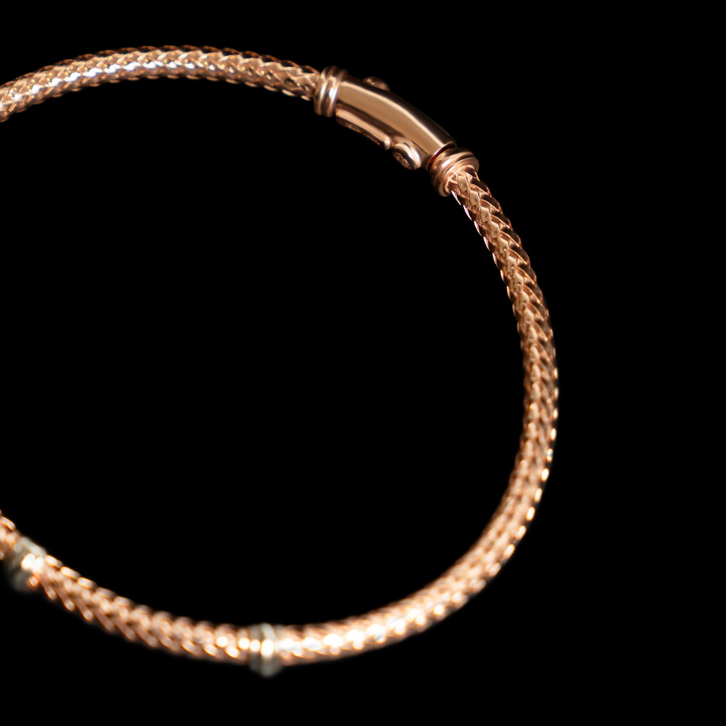 Woven Rope Bracelet (Rose Gold and White Gold Vermeil)