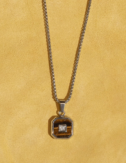 Octagon Tiger's Eye Pendant — Mark & Metal