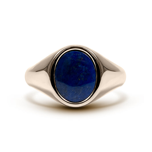 Lapis Lazuli Signet Ring (9K White Gold)