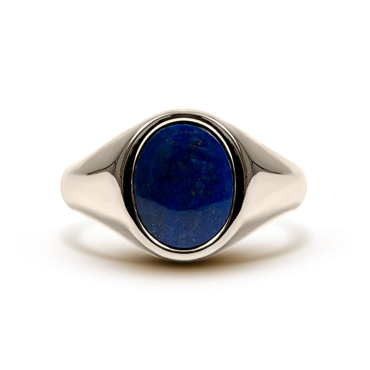 Lapis Lazuli Signet Ring (18K White Gold)