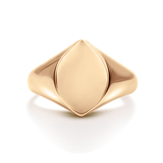 Marquise Signet Ring Standard Face Size (18K Yellow Gold)