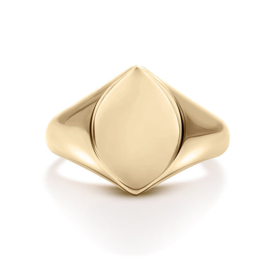 Marquise Signet Ring Large Face Size (9K Yellow Gold)