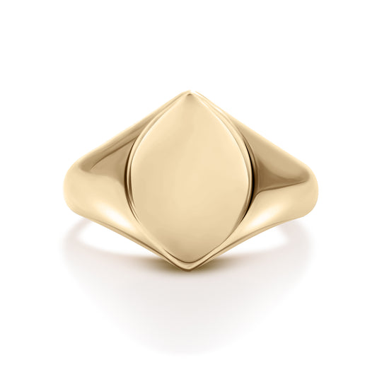 Marquise Signet Ring Standard Face Size (9K Yellow Gold)