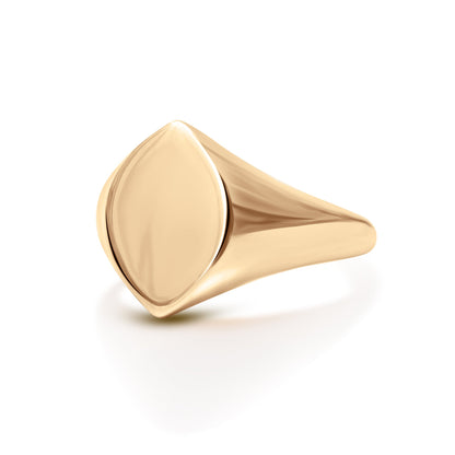 Marquise Signet Ring Large Face Size (18K Yellow Gold)