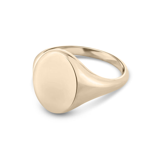 Oxford Oval Signet Ring Standard Face Size (18K White Gold)