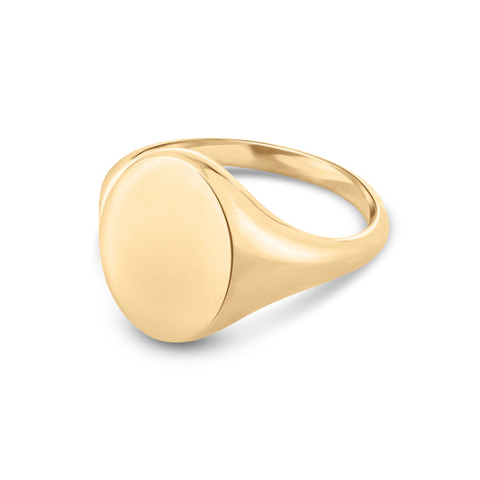 Oxford Oval Signet Ring Standard Face Size (18K Yellow Gold)