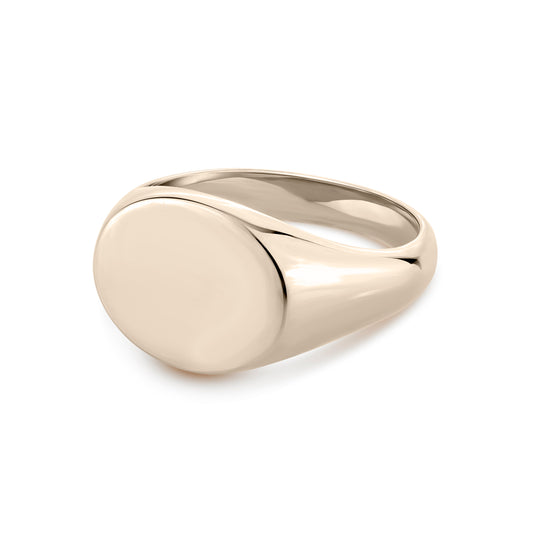 Landscape Oval Signet Ring Standard Face Size (9K White Gold)