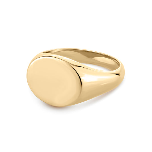 Landscape Oval Signet Ring Standard Face Size (18K Yellow Gold)