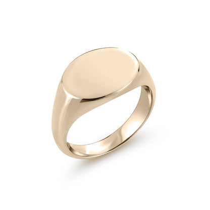 Landscape Oval Signet Ring Standard Face Size (18K White Gold)